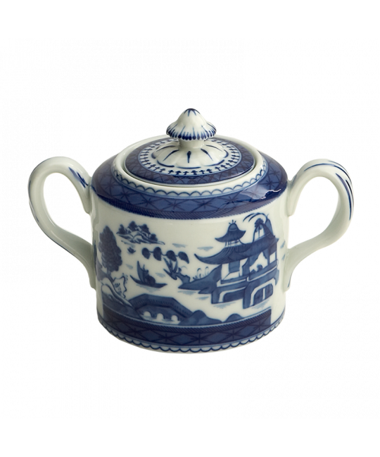 Blue Canton Sugar Bowl & Cover - Thumbnail 2