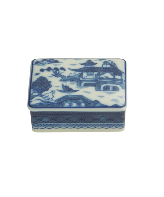 BLUE CANTON RECTANGULAR COV'D BOX SMALL