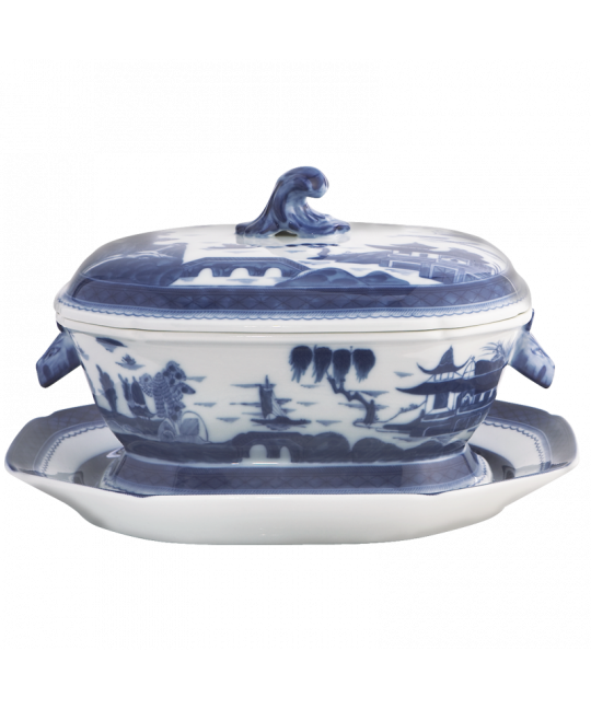 Blue Canton Octagonal Tureen & Stand