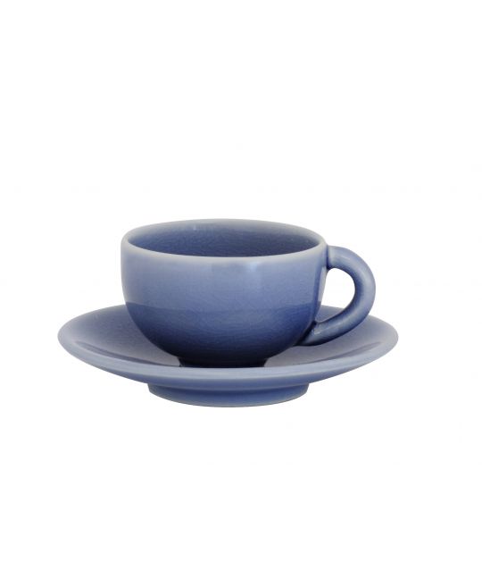 TOURRON BLUE CHARDON TEACUP & SAUCER