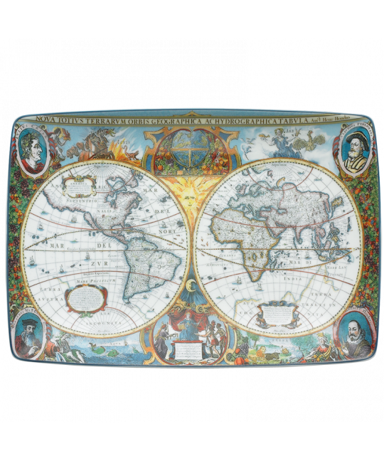 WORLD MAP HONDIUS RECTANGULAR TRAY
