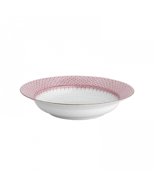 Pink Lace Rim Soup Plate