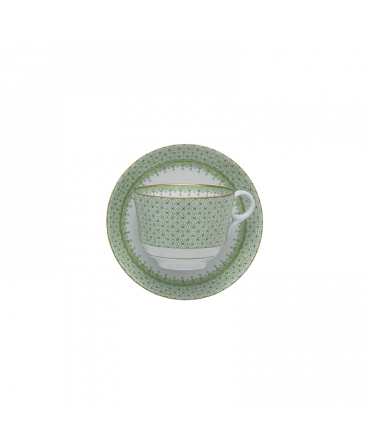 Apple Green Lace Tea Cup & Saucer - Thumbnail 3
