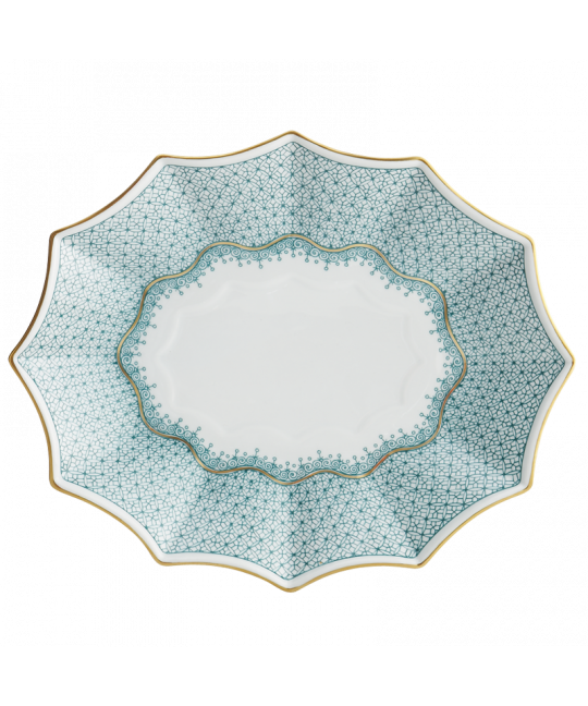 GREEN LACE LARGE 12 SIDED TRAY