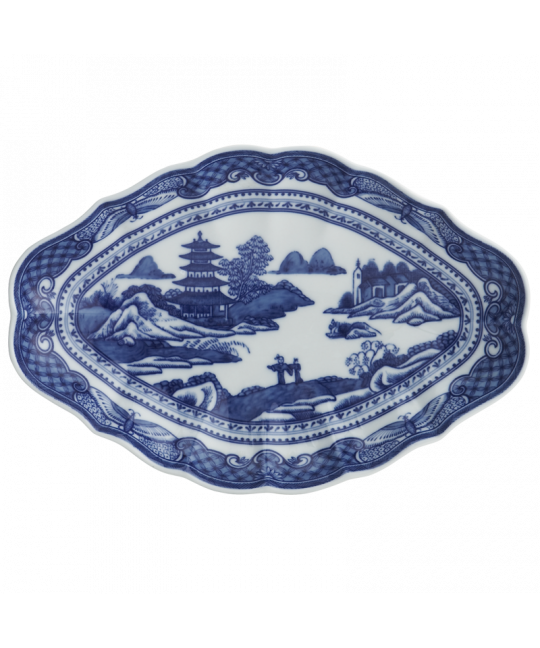 Blue Canton Lobed Dish