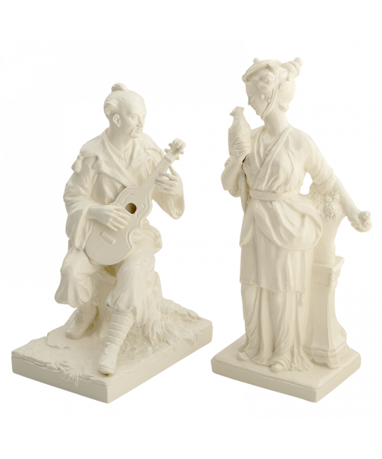 Chinese Man & Woman Figurines, Pair