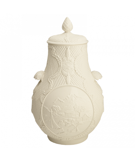 Chinese Large Handled Vase With Cover