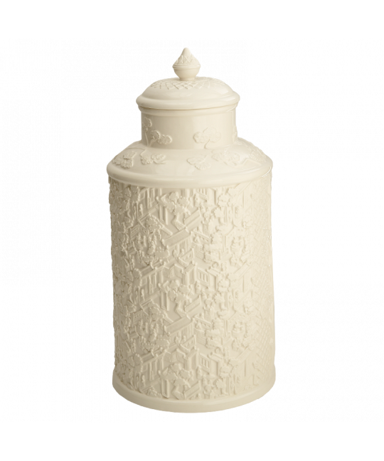 CREAMWARE WALL OF CHINA COVERED JAR