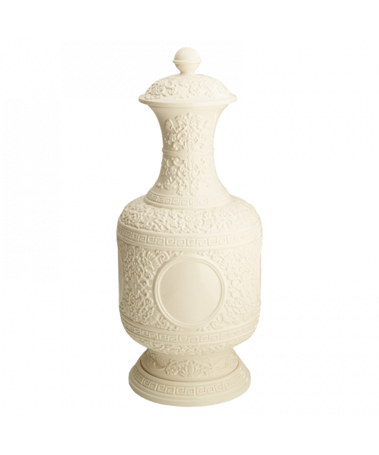 Medallion Greek Key Vase With Cover