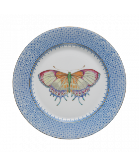 CORNFLOWER LACE DESSERT PLATE W/BUTTERFLY