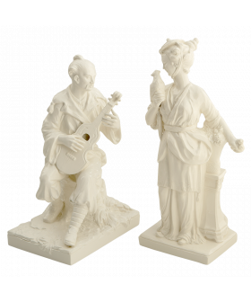 CHINESE MAN & WOMAN FIGURINES, PAIR